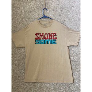 Men’s Smoke Some Up N Smoke Graphic Logo Tan T Shirt Size XL